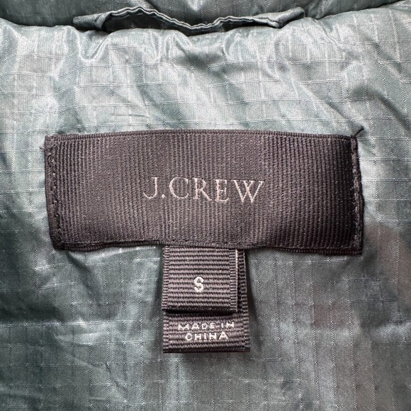 J Crew Down Puffer Vest Womens Small Green Shiny B1160 - Picture 4 of 9